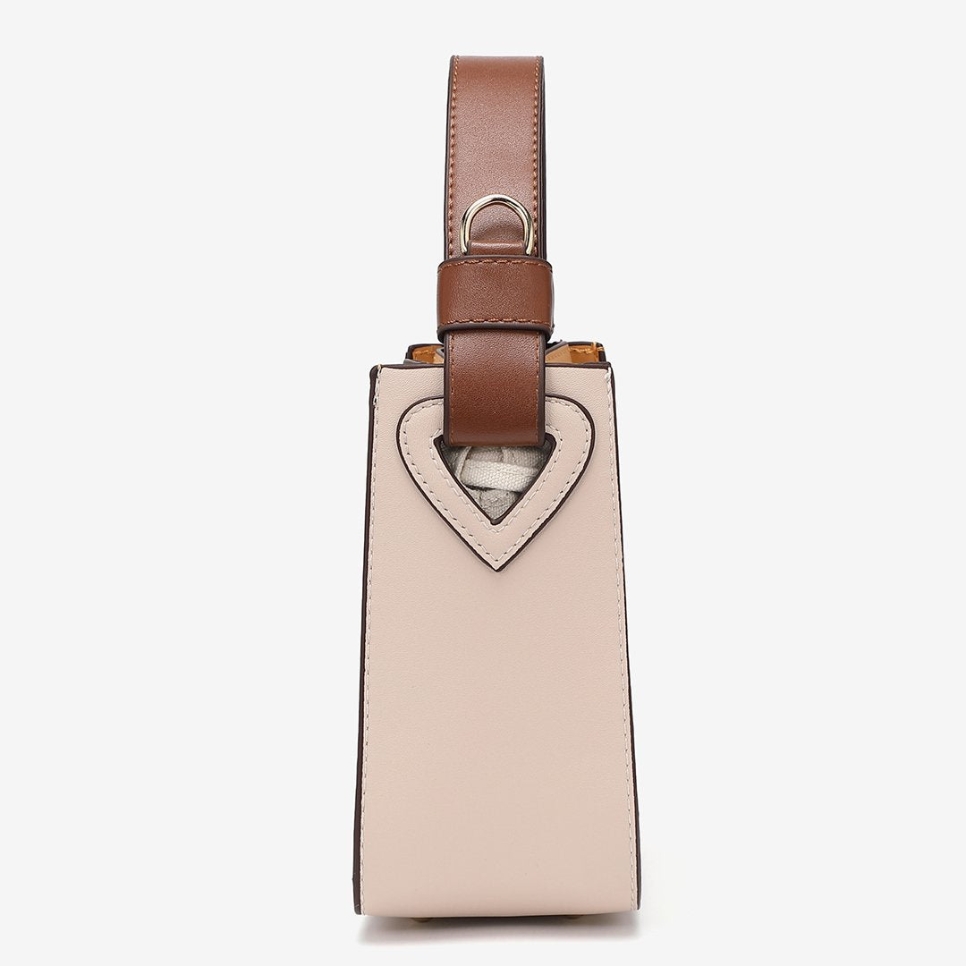 Minimalistic colourblock PU leather bucket bag
