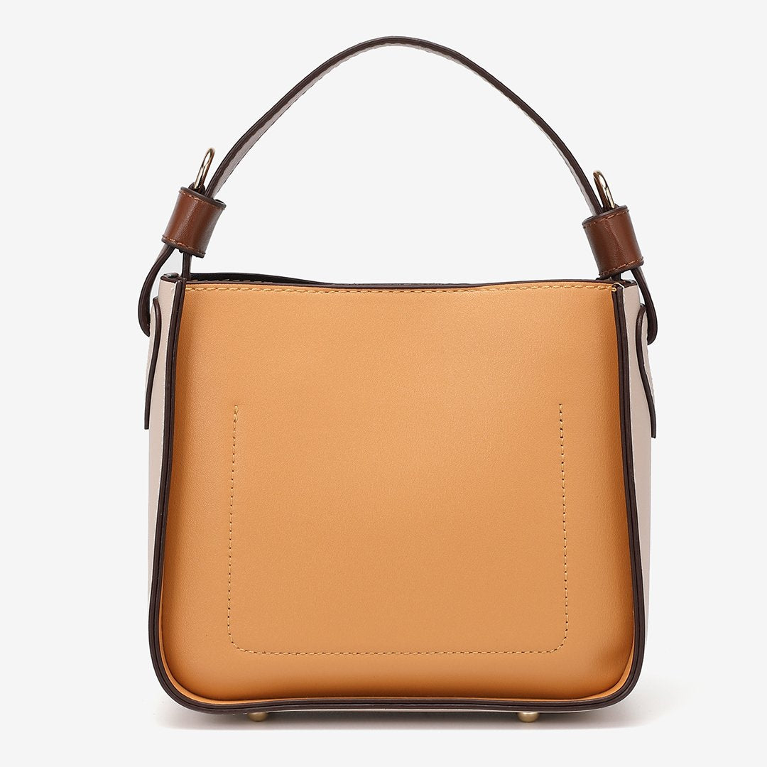 Minimalistic colourblock PU leather bucket bag