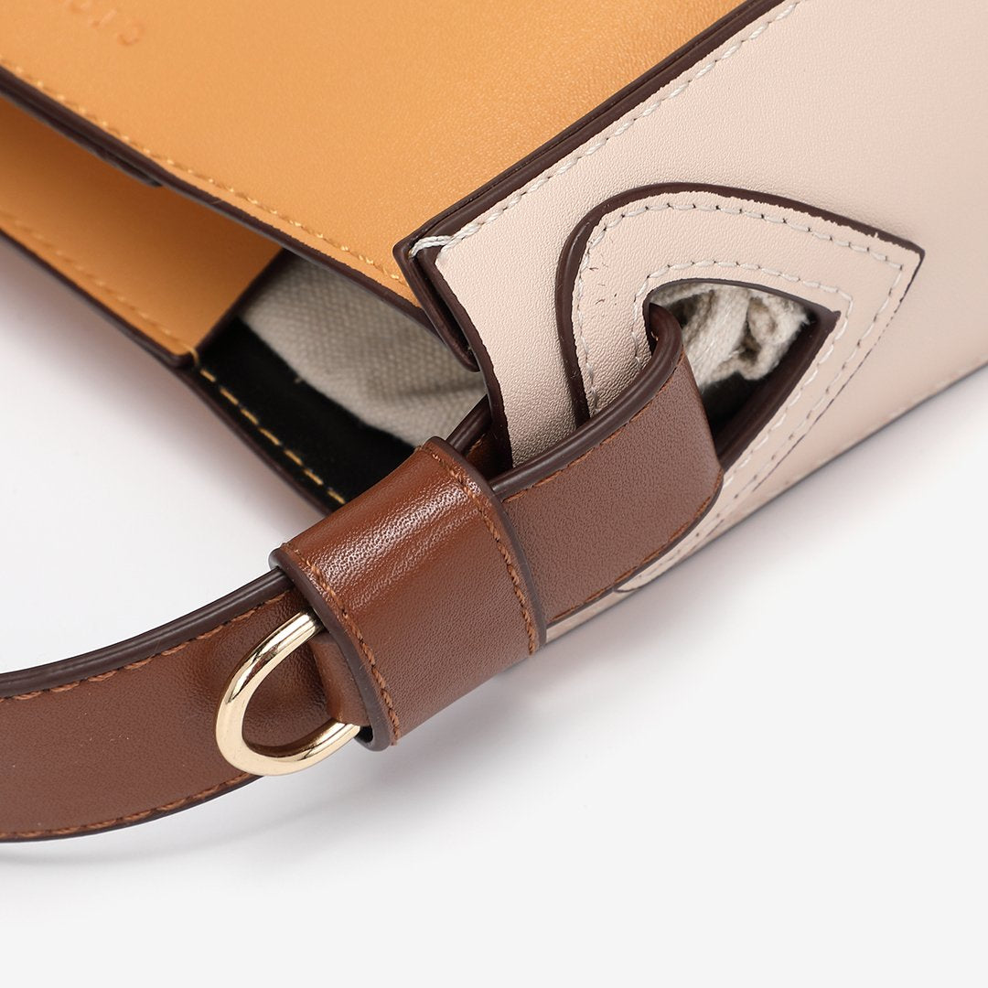 Minimalistic colourblock PU leather bucket bag