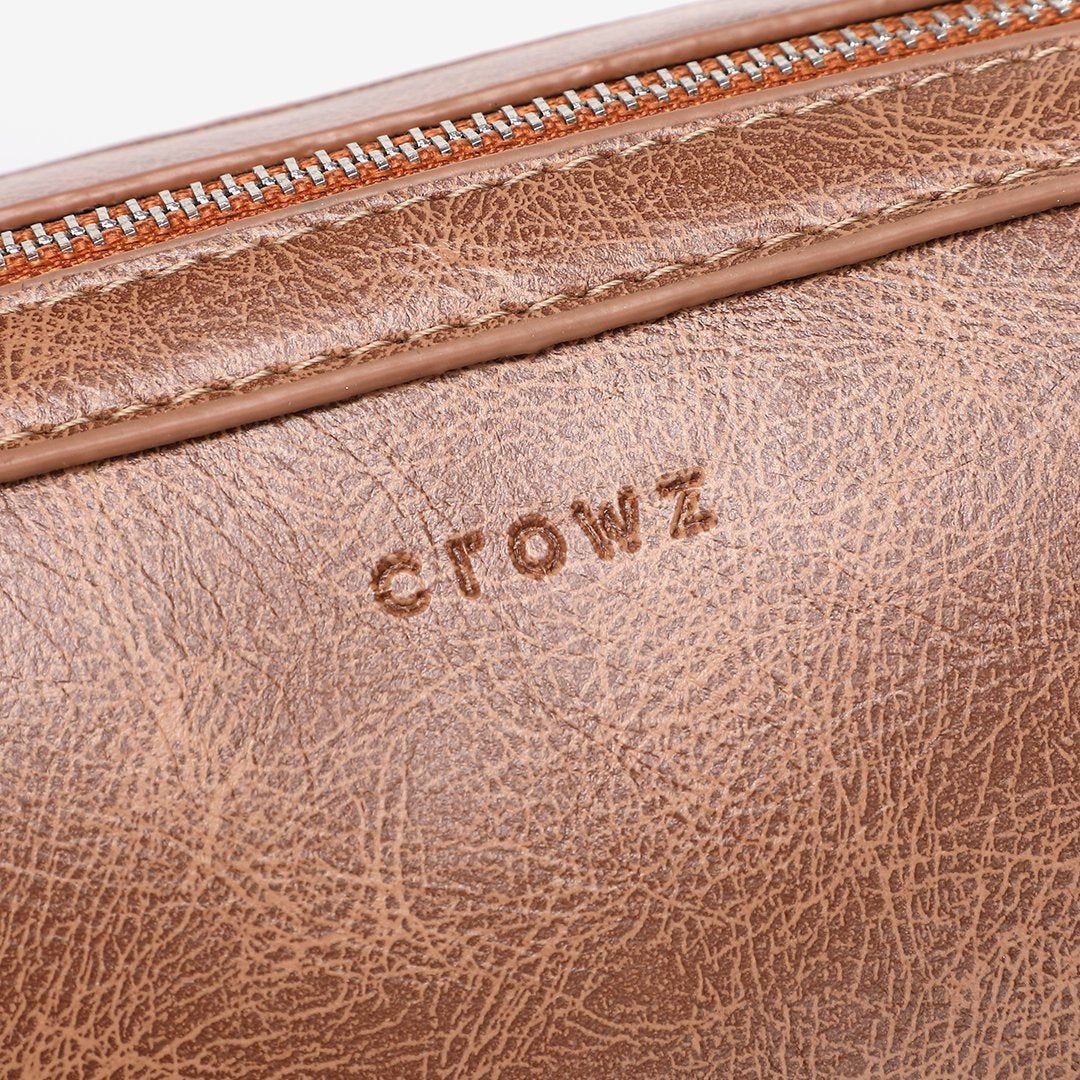 Studded corner marble-effect creased PU leather bag