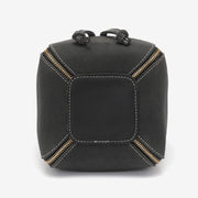 Zip detail drawstring dual compartment PU leather bucket bag