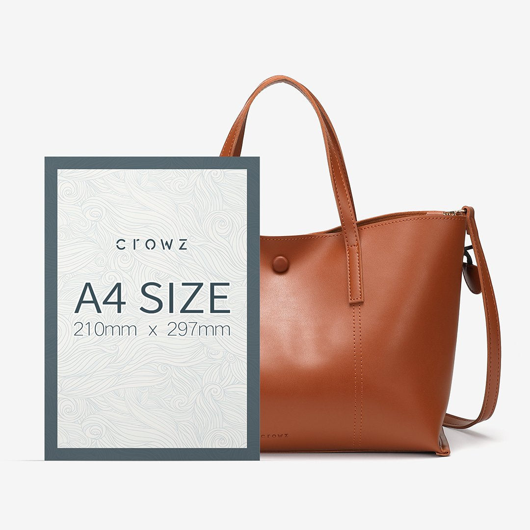 Stud magnetic snap smooth PU leather tote bag