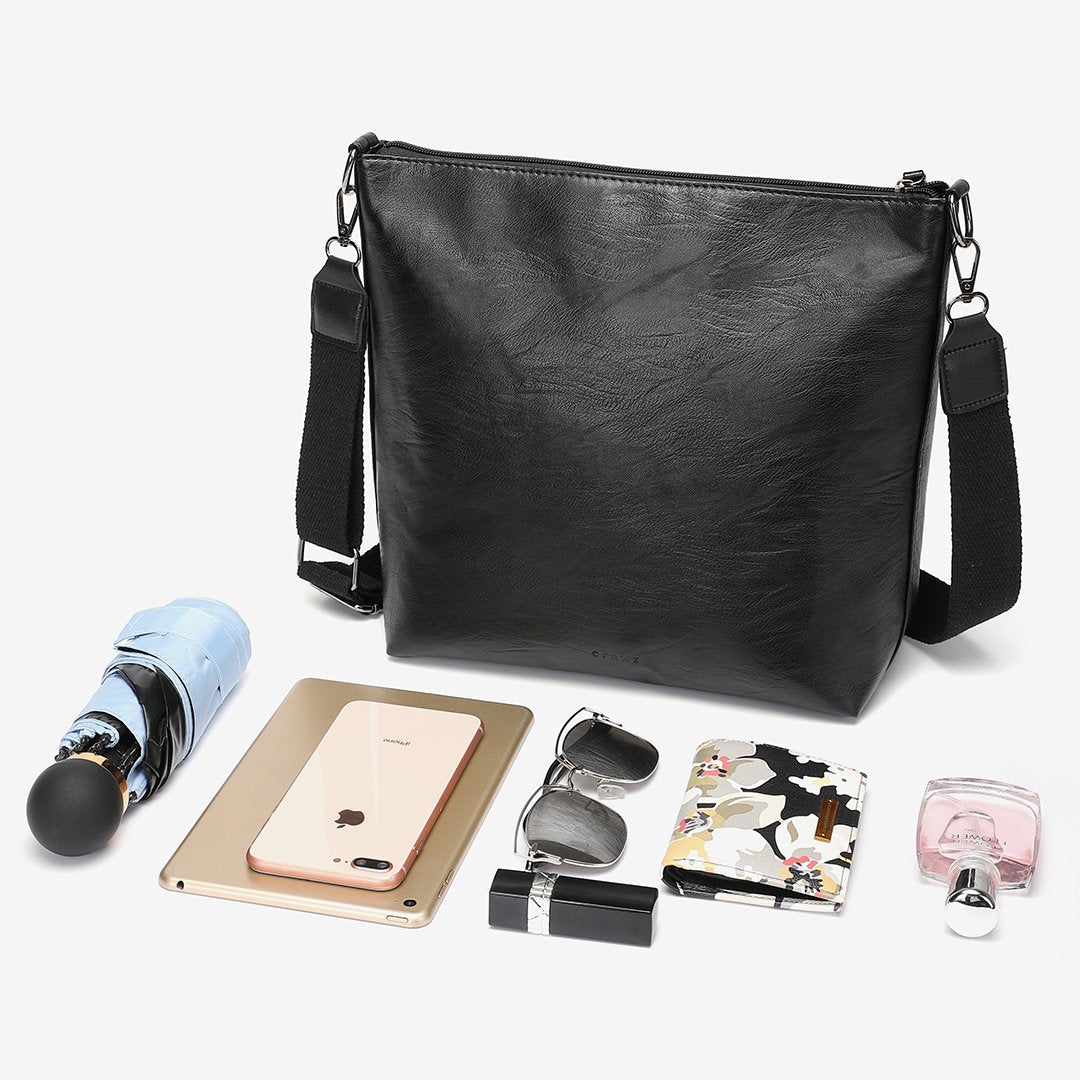Minimalistic soft PU leather crossbody bag