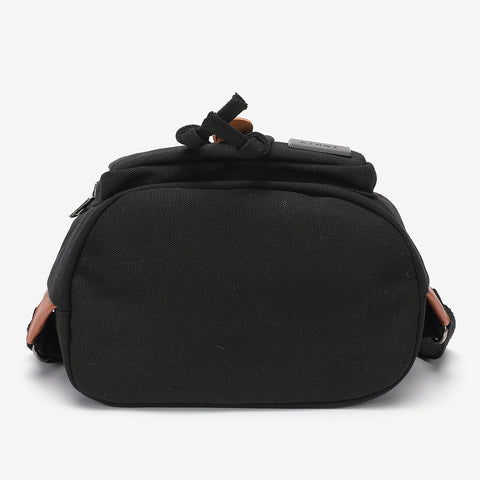 PU leather buckled strap flap small canvas backpack