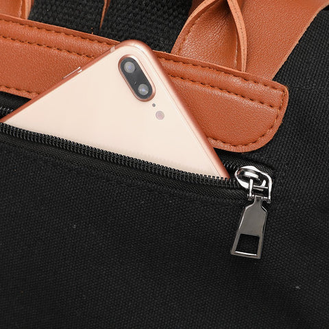 PU leather buckled strap flap small canvas backpack