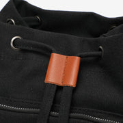 PU leather buckled strap flap small canvas backpack