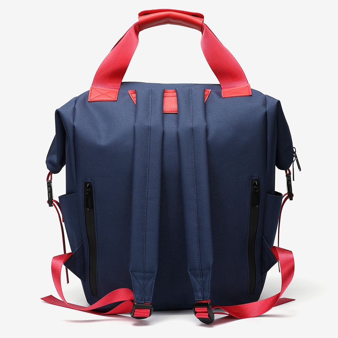Colourblock top handle unisex nylon backpack