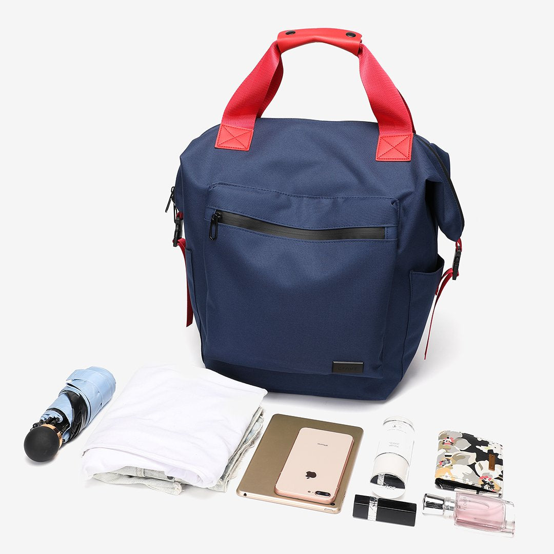 Colourblock top handle unisex nylon backpack