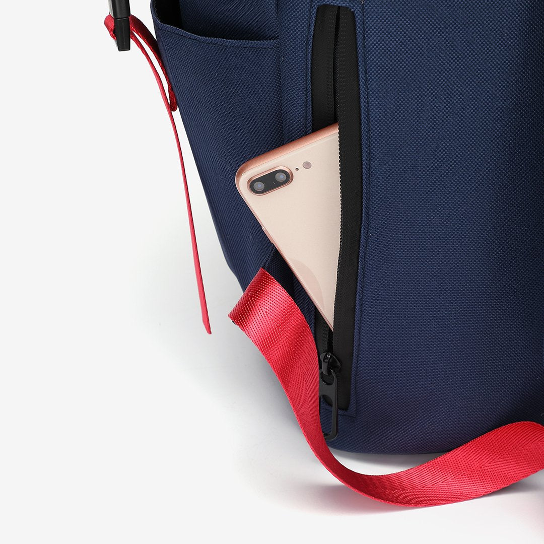 Colourblock top handle unisex nylon backpack