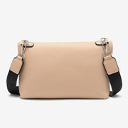 Safety pin embellished flap crossbody bag