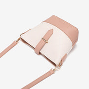 Colour-block quilted PU leather bucket bag