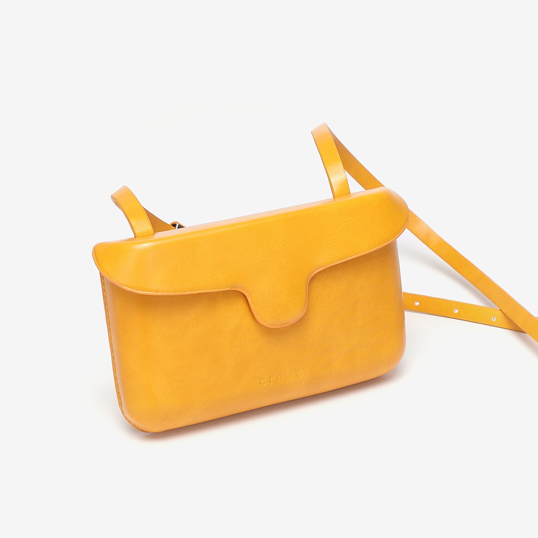 Streamlined PU leather crossbody bag