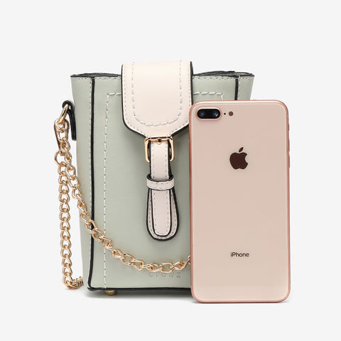 Buckle flap chain strap PU leather crossbody bag