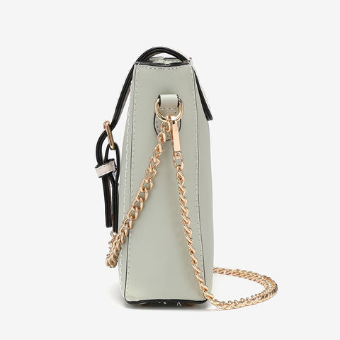 Buckle flap chain strap PU leather crossbody bag