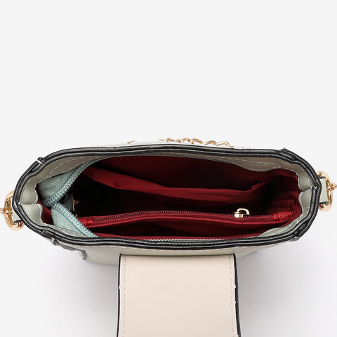 Buckle flap chain strap PU leather crossbody bag
