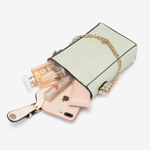 Buckle flap chain strap PU leather crossbody bag