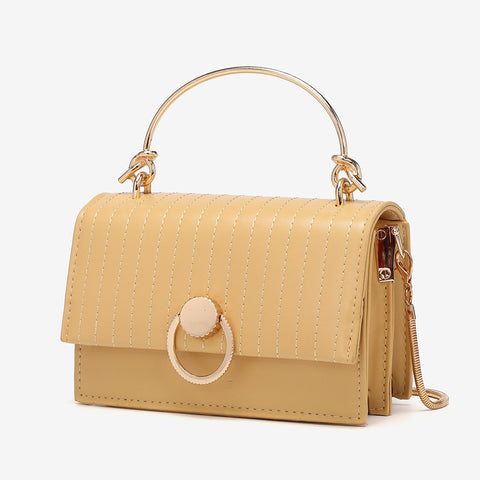 Metallic knot handle striped flap crossbody bag