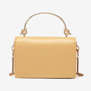 Metallic knot handle striped flap crossbody bag