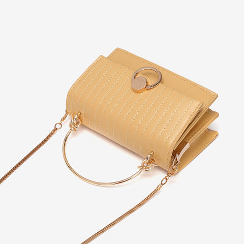 Metallic knot handle striped flap crossbody bag