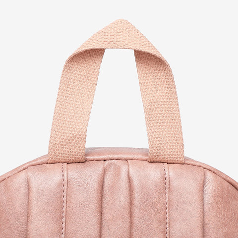 Buckled pocket marble-effect PU leather backpack