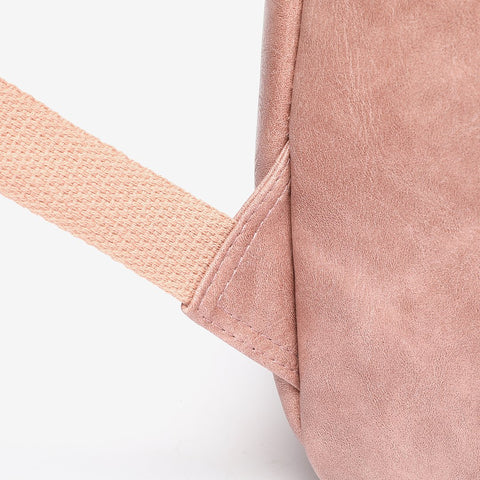 Buckled pocket marble-effect PU leather backpack