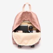 Buckled pocket marble-effect PU leather backpack