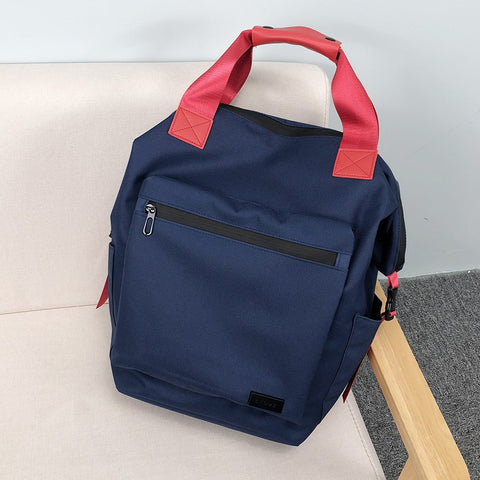 Colourblock top handle unisex nylon backpack