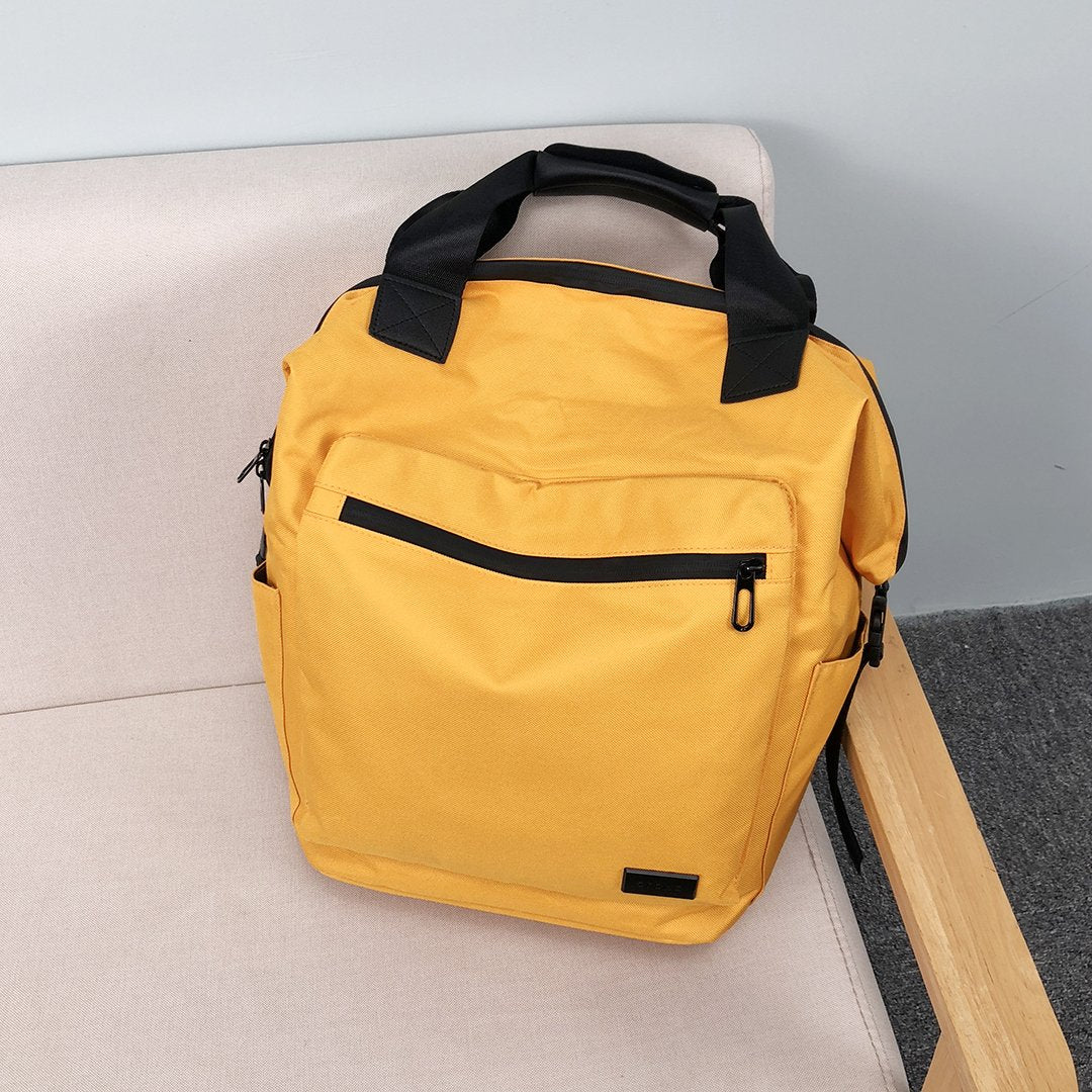 Colourblock top handle unisex nylon backpack