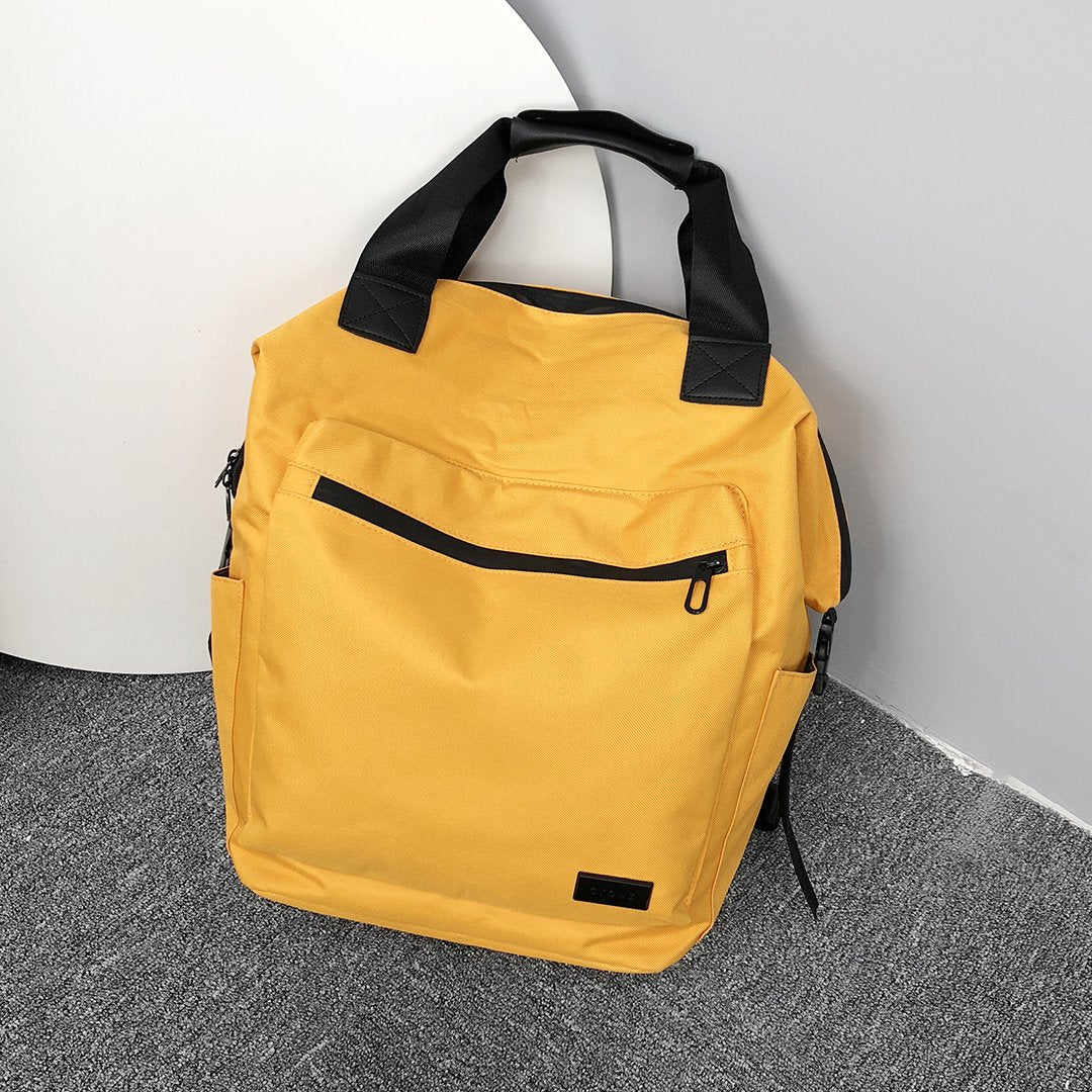 Colourblock top handle unisex nylon backpack