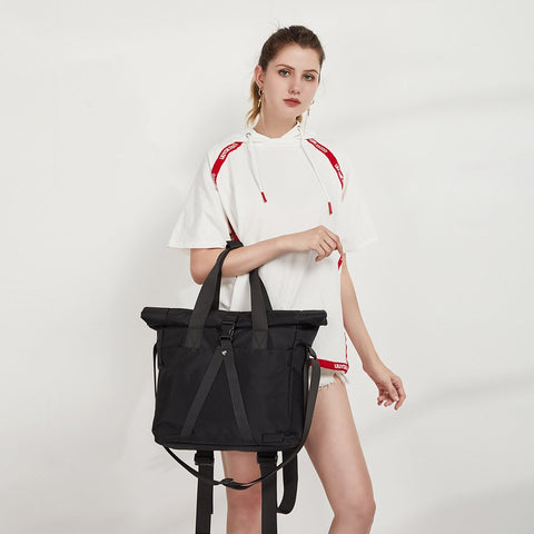 Rolled top dual-purpose unisex canvas bag