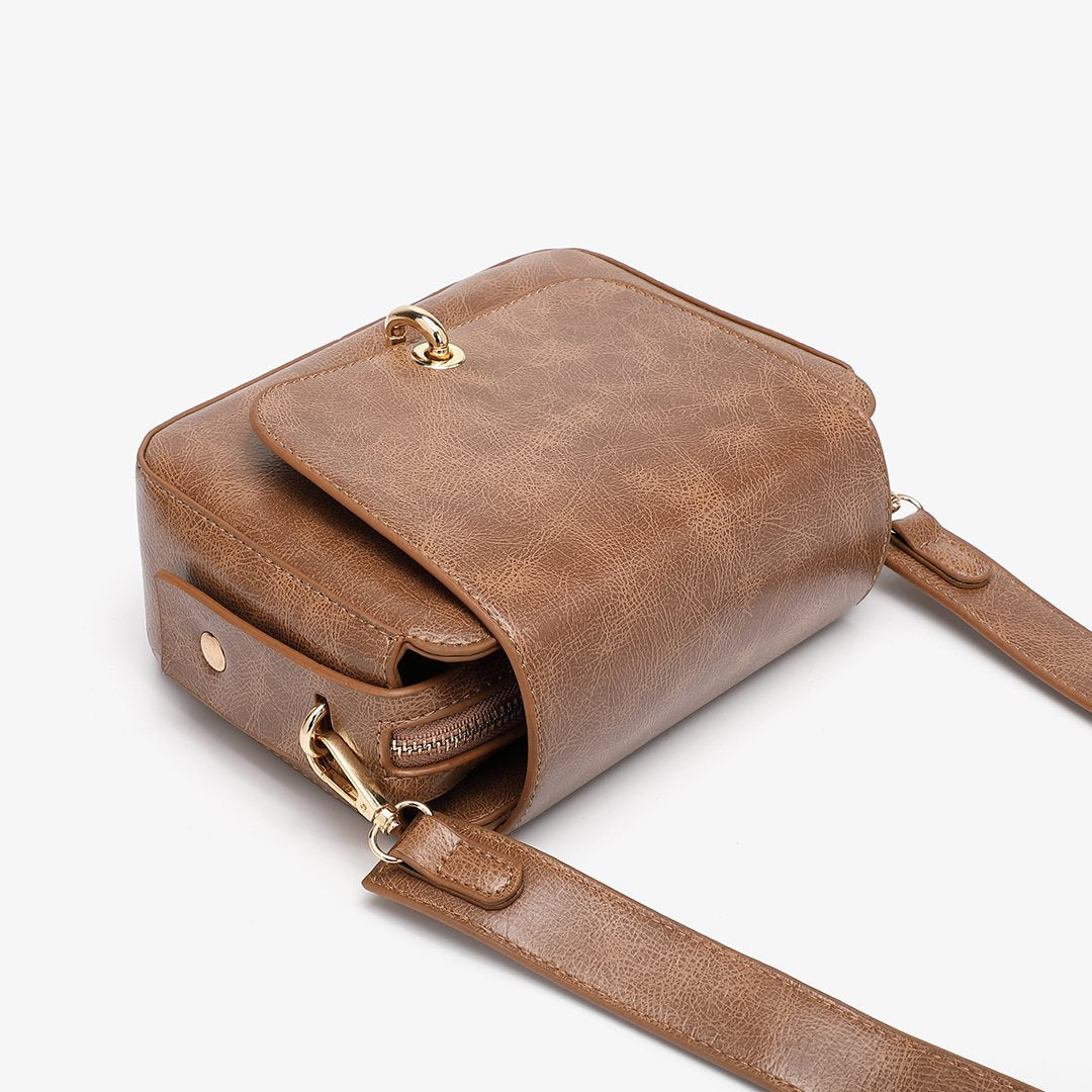 Loop turn lock boxy crossbody bag