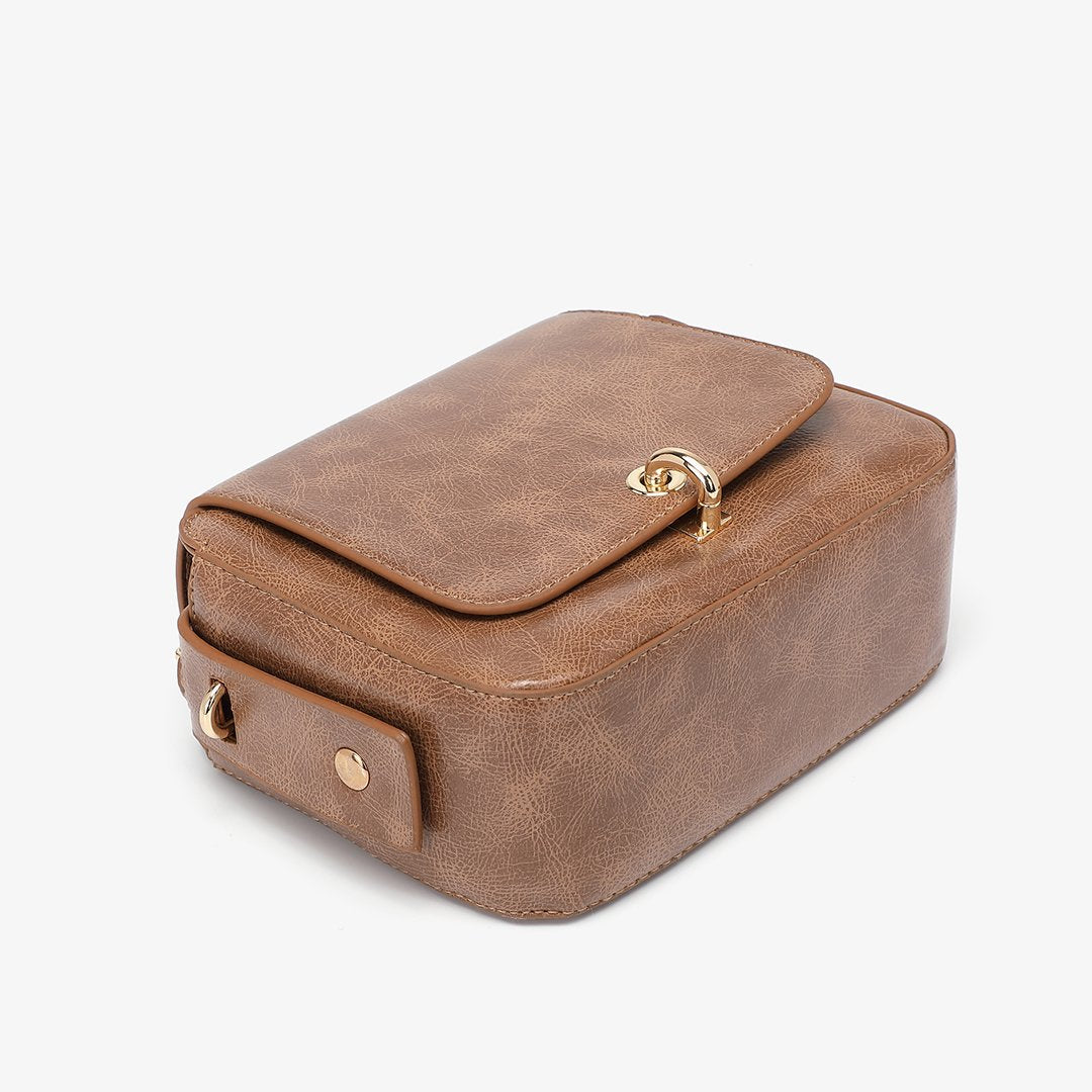 Loop turn lock boxy crossbody bag
