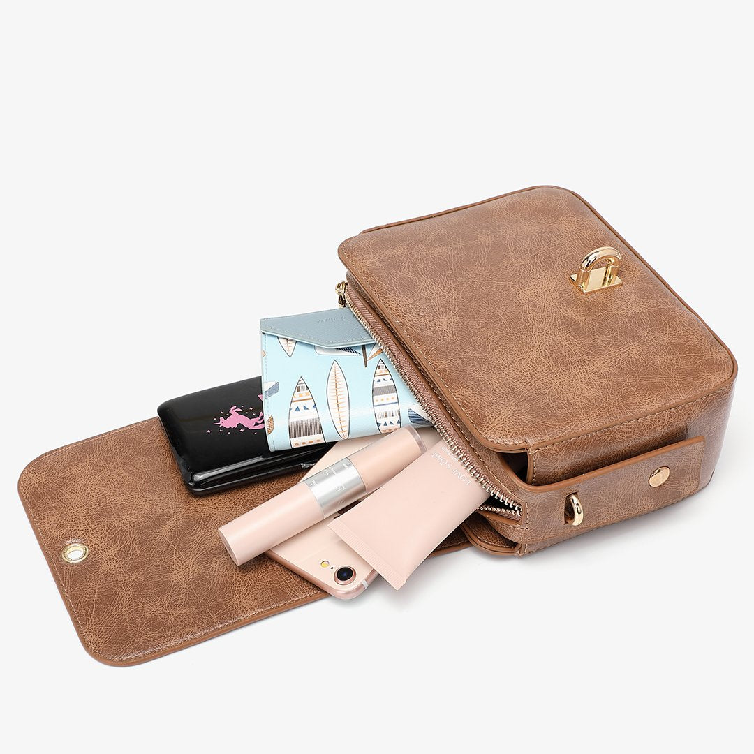 Loop turn lock boxy crossbody bag