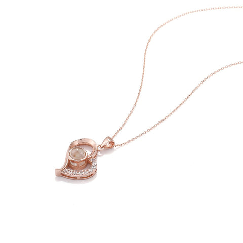 Strass embellished asymmetric heart pendant necklace