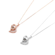 Strass embellished asymmetric heart pendant necklace