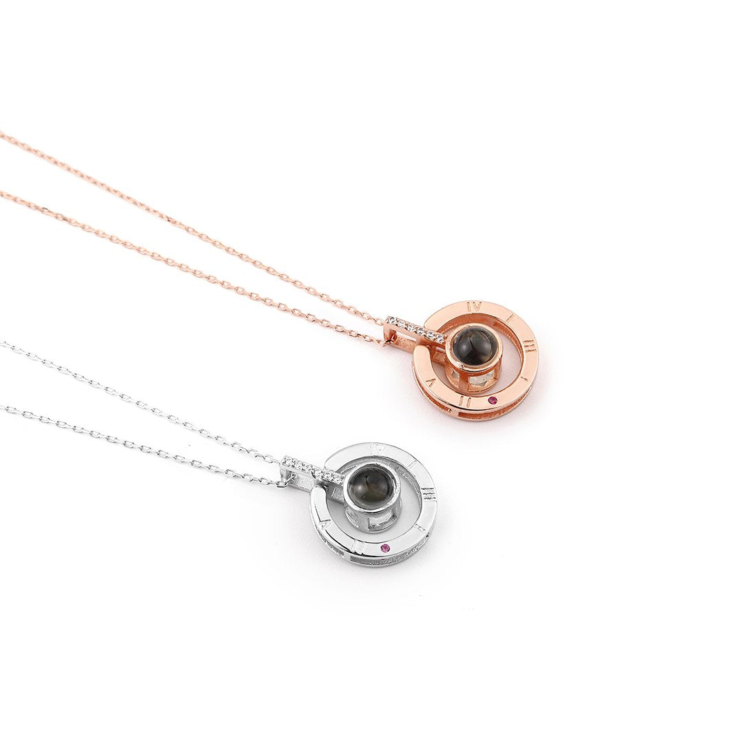 Strass centred ring pendant necklace