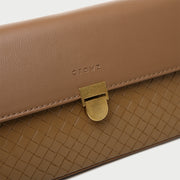 Elegant minimalistic flap style woven PU leather crossbody bag