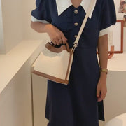 Modern top handle PU leather bucket bag