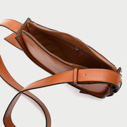 Draped strap detail zipped PU leather crossbody bag