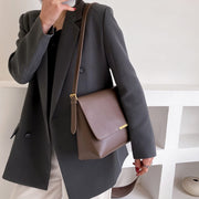 Metal hardware flap style PU leather crossbody bag