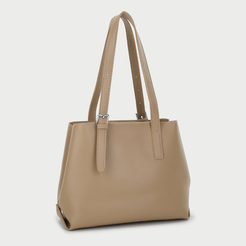 Minimalistic buckle detail strap PU leather tote bag