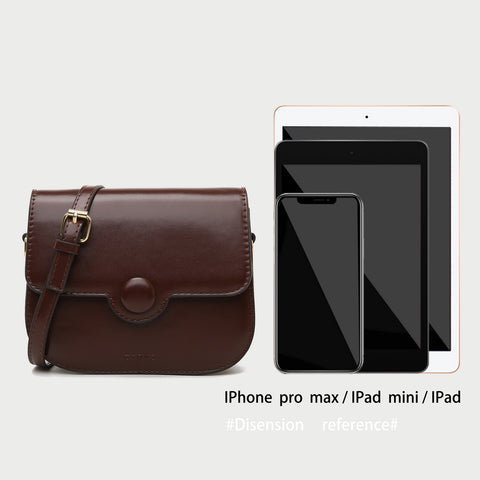 Button detail streamlined flapover PU leather crossbody bag
