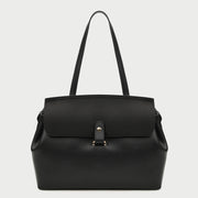 Suede-effect flap style PU leather tote bag