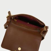 Metal hardware flap style PU leather crossbody bag