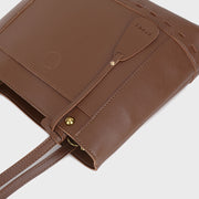 Topstitching stud detail PU leather shoulder bag