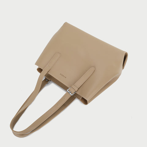 Minimalistic buckle detail strap PU leather tote bag