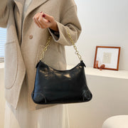 Metal chain handle detail crease-effect PU leather crossbody bag