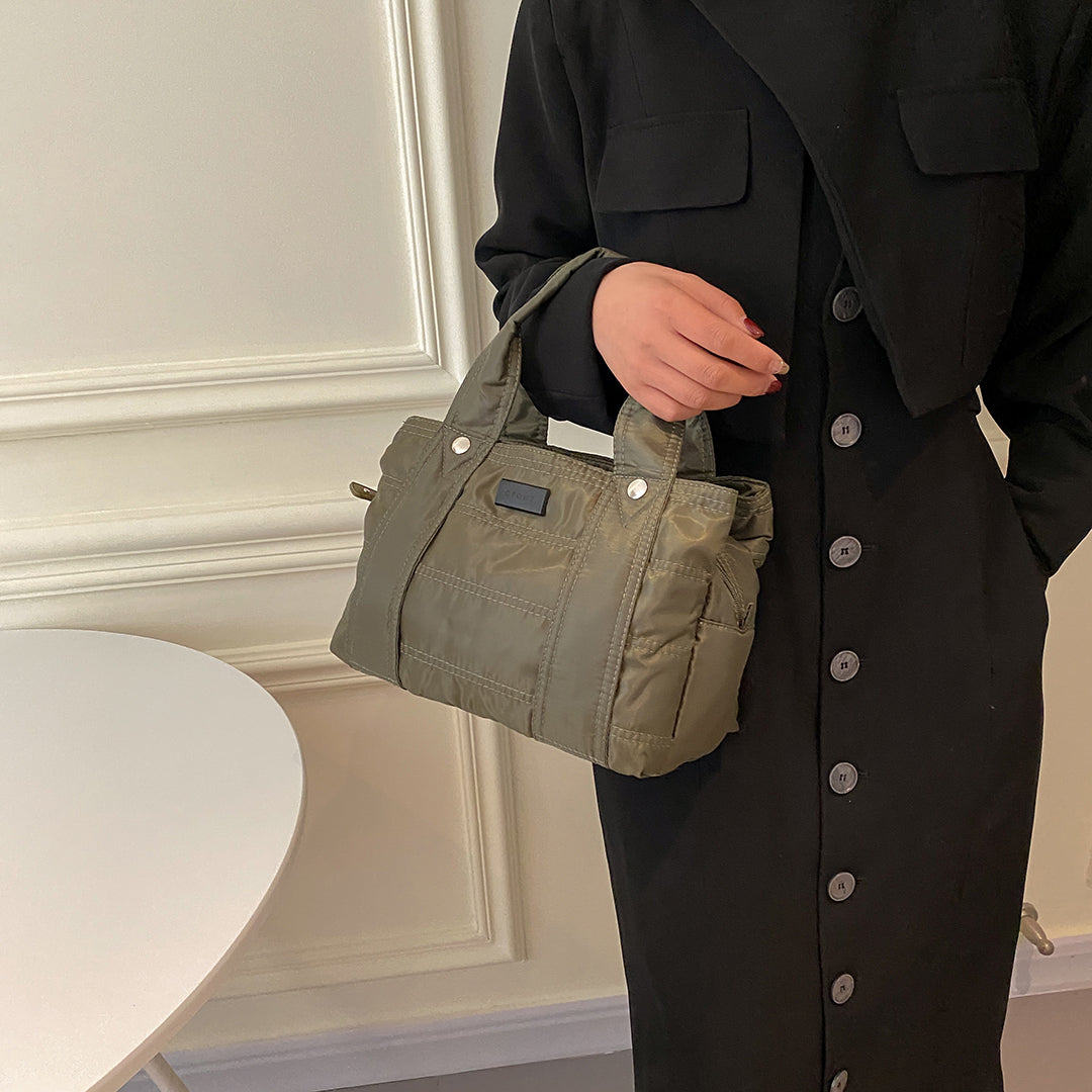 Multiple compartment lightweight quilted nylon handbag (Small)