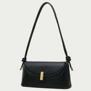 Metal clasp flap knotted strap PU leather shoulder bag