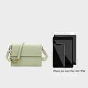 Graphic embossed flapover PU leather crossbody bag
